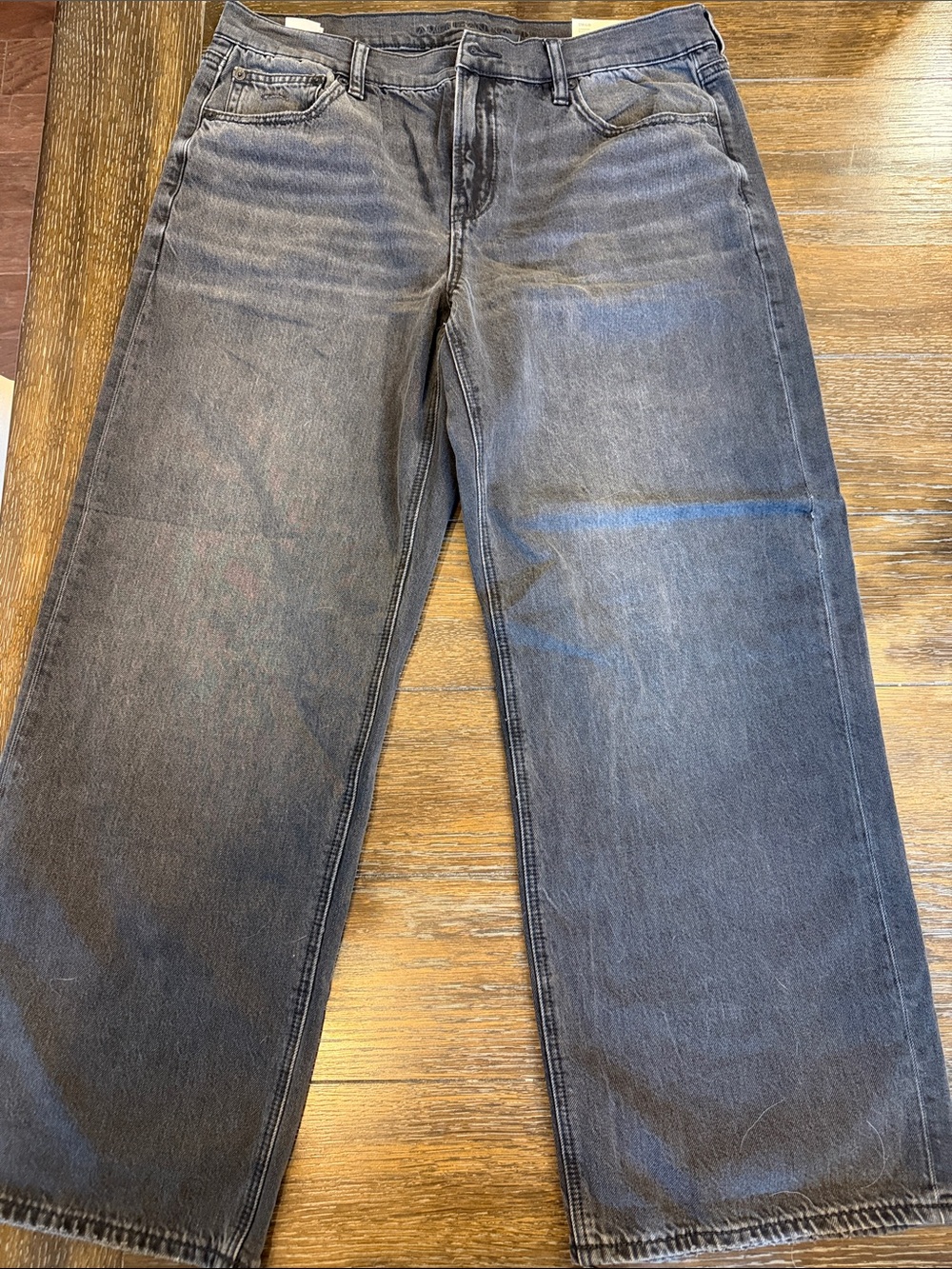 American Eagle Outfitters Wide-Leg Jeans in Faded Black